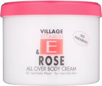 Village Vitamin E Rose crema corporal sin parabenos 500 ml